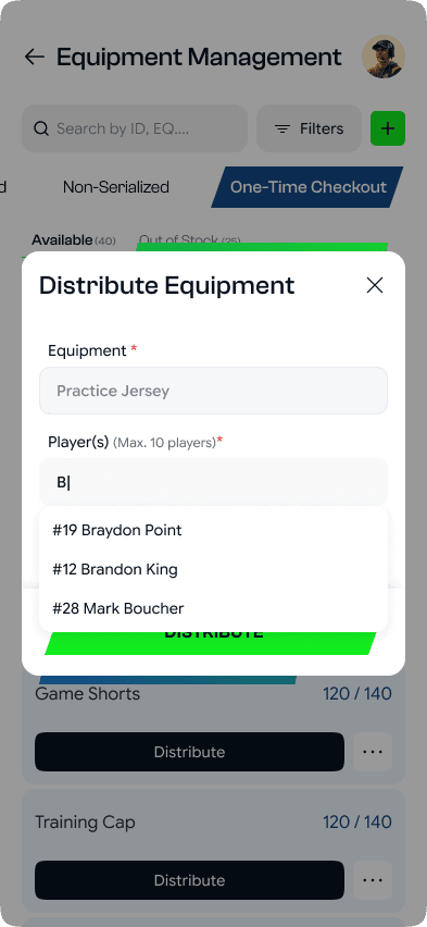 SidelineHQ mobile distribution screen
