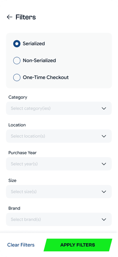 SidelineHQ mobile filters